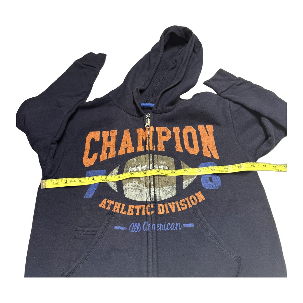 Hanes Mens Full Zip Hoodie Size Medium Navy Graphic - Picture 7 of 8